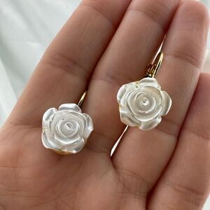 Zara Elegant White Rose Earrings